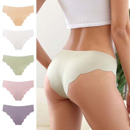 Seamless Low Waist Women’s Underwear, Breathable Ice Silk Material, Half-Covered Hip, Triangle Shaped
