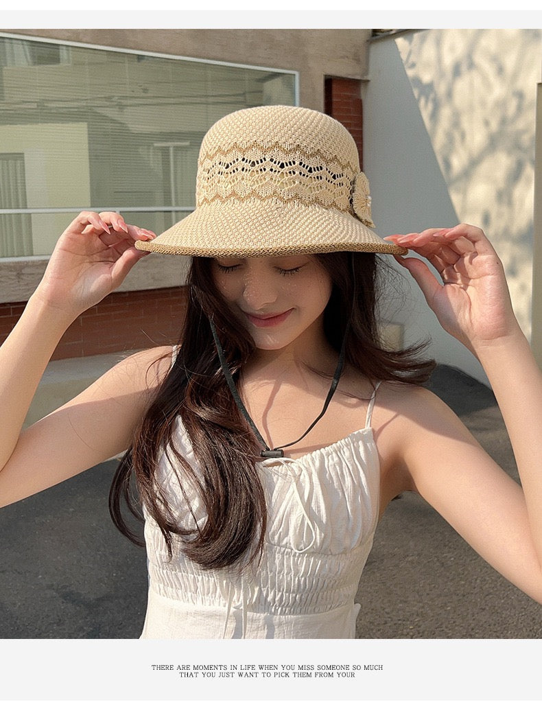 Knit Bucket Sun Hat for Women – Korean Style Summer UV Protection Hat | Lightweight & Minimalist