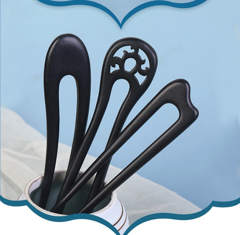 Vintage Ebony U-Shaped Hair Stick
