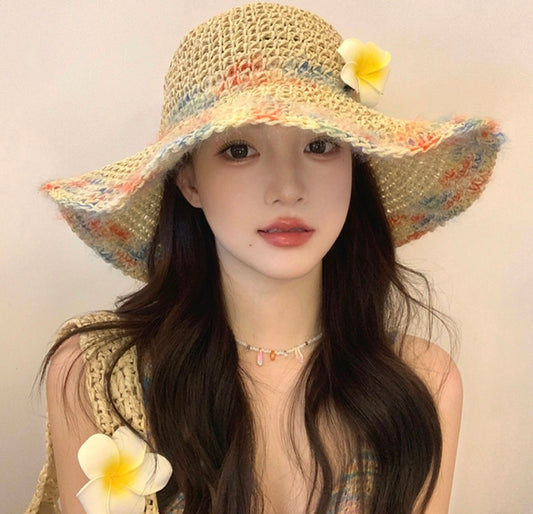Colorful Woven Straw Sun Hat – Breathable Wide Brim Hat | Summer Beach Vacation