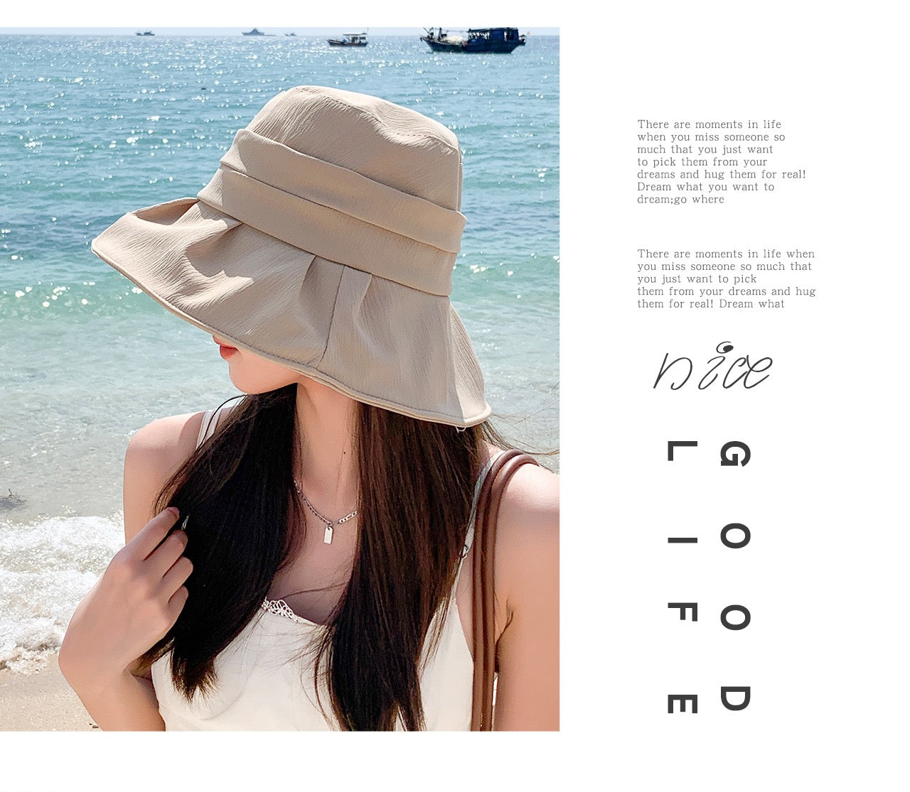Summer Wide Brim Bucket Hat for Women – Japanese Korean Style Sun Hat | 58cm Fit, UV Protection, Casual Travel Hat