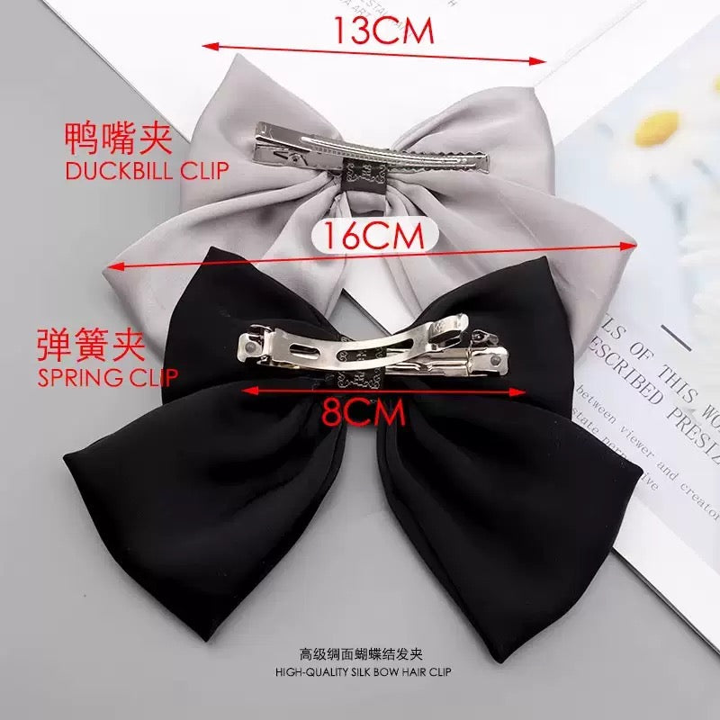 Lolita Style Large Bow Hair Clip – Japanese JK Girl Spring Clip Barrette, Elegant Back Head Accessory
