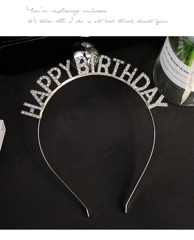 Happy Birthday Rhinestone Headband – Elegant Party Hair Accessory