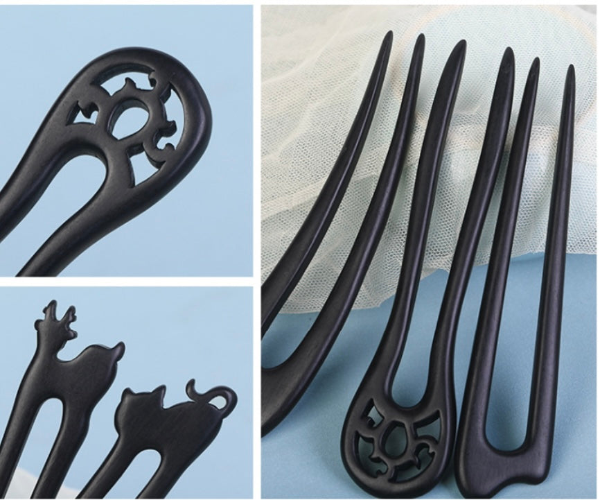Vintage Ebony U-Shaped Hair Stick