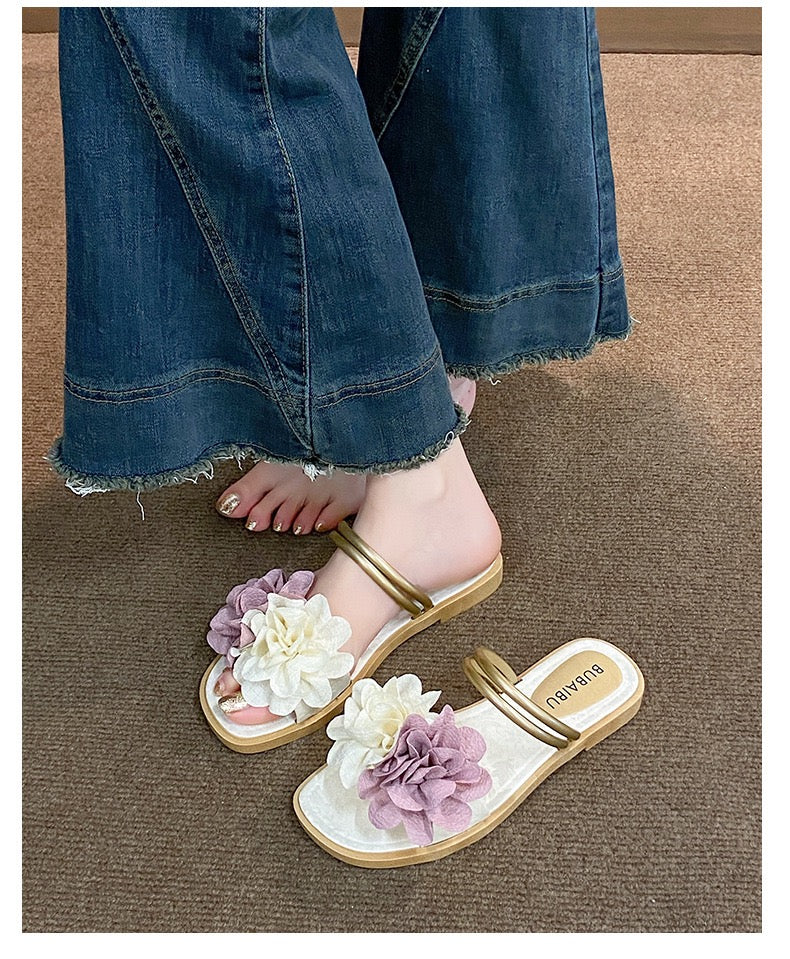 Women’s Minimalist Strap Slides – Cream White