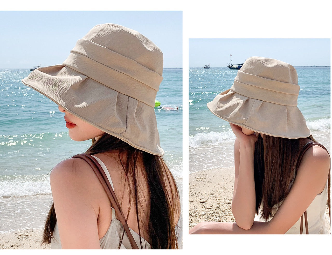 Summer Wide Brim Bucket Hat for Women – Japanese Korean Style Sun Hat | 58cm Fit, UV Protection, Casual Travel Hat