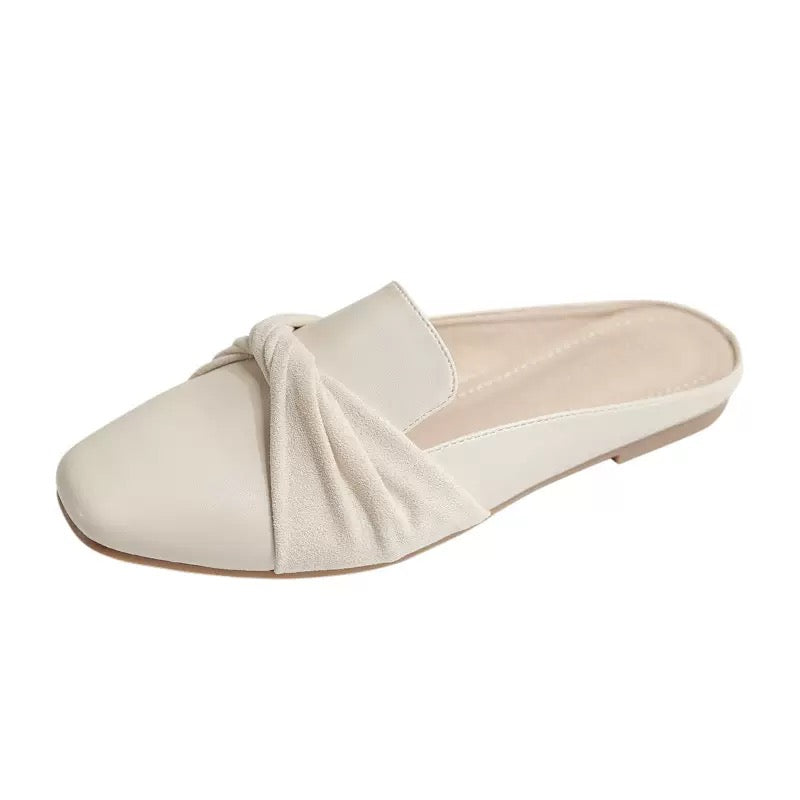 Women’s Elegant Slip-On Flats – Beige | Style A (Bow) or Style B (Pearl Grid)