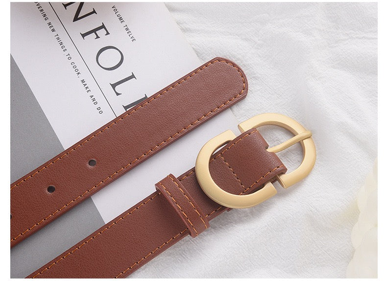 New Double D Buckle Belt – Korean Style Women’s Faux Leather Waist Belt, Alloy Pin Buckle, Casual Jeans Accessory (105cm x 2.8cm)