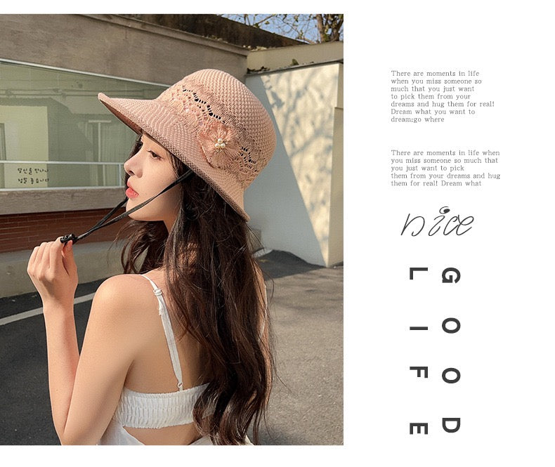 Knit Bucket Sun Hat for Women – Korean Style Summer UV Protection Hat | Lightweight & Minimalist