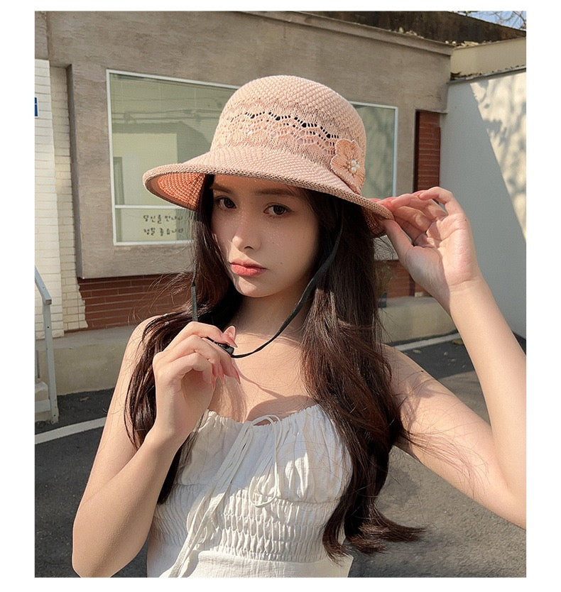 Knit Bucket Sun Hat for Women – Korean Style Summer UV Protection Hat | Lightweight & Minimalist