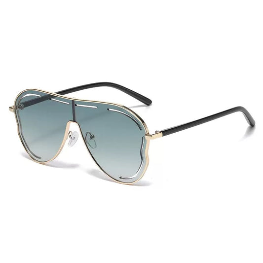 Y2K Hollow Frame Oversized Sunglasses – Gradient Blue Lens