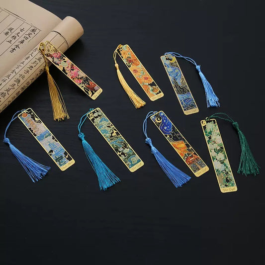 Vintage Metal Art Bookmarks with Tassel
