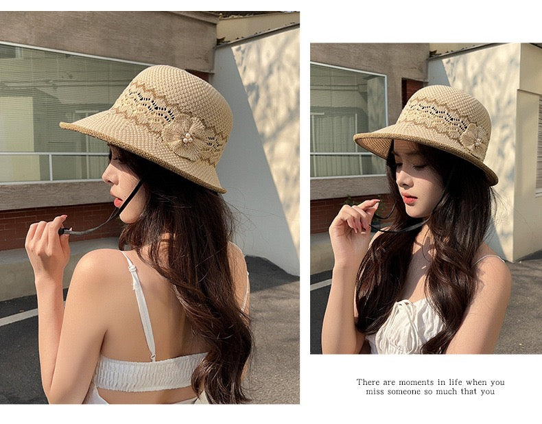 Knit Bucket Sun Hat for Women – Korean Style Summer UV Protection Hat | Lightweight & Minimalist
