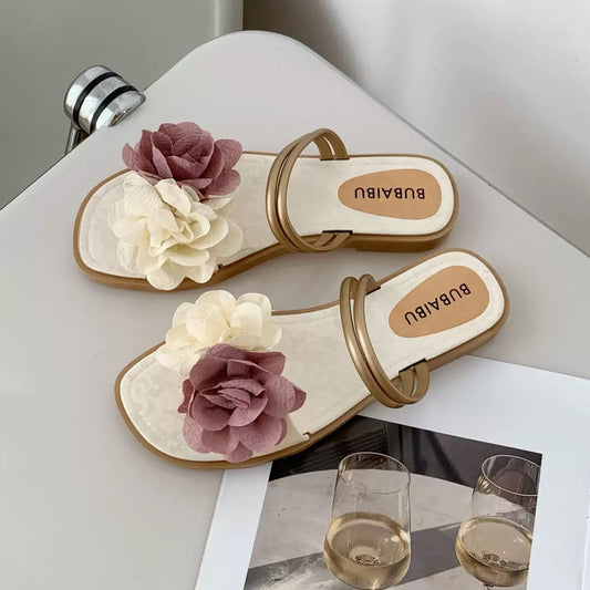 Women’s Minimalist Strap Slides – Cream White