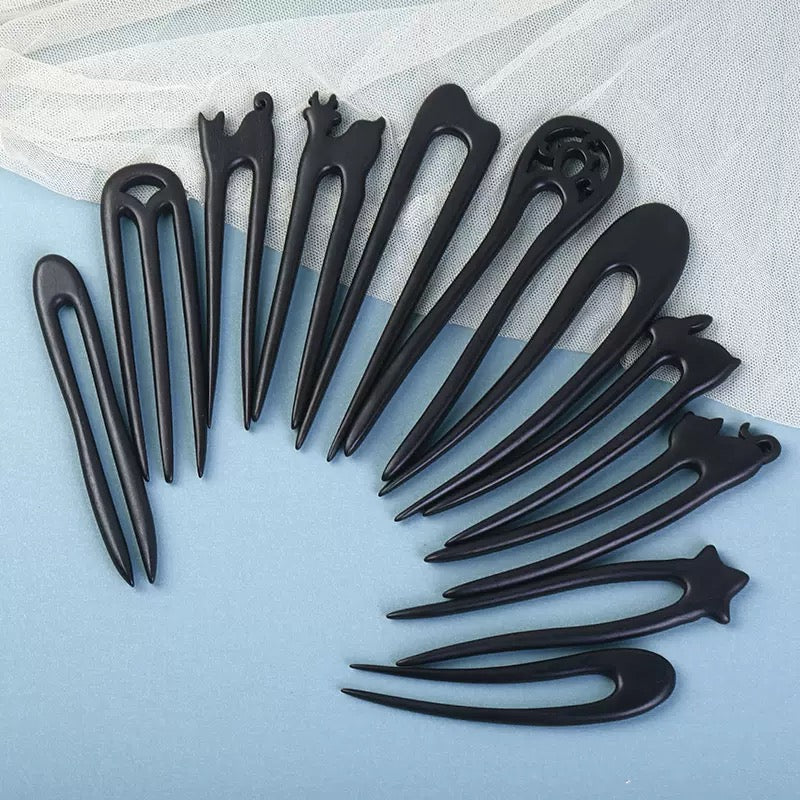Vintage Ebony U-Shaped Hair Stick