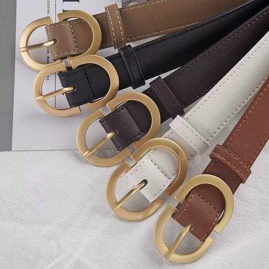 New Double D Buckle Belt – Korean Style Women’s Faux Leather Waist Belt, Alloy Pin Buckle, Casual Jeans Accessory (105cm x 2.8cm)