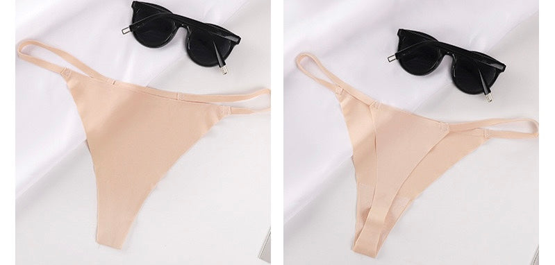Seamless Low Waist Thong for Women, Sexy Triangle Cut, One-Piece Ice Silk Material, No Visible Panty Lines