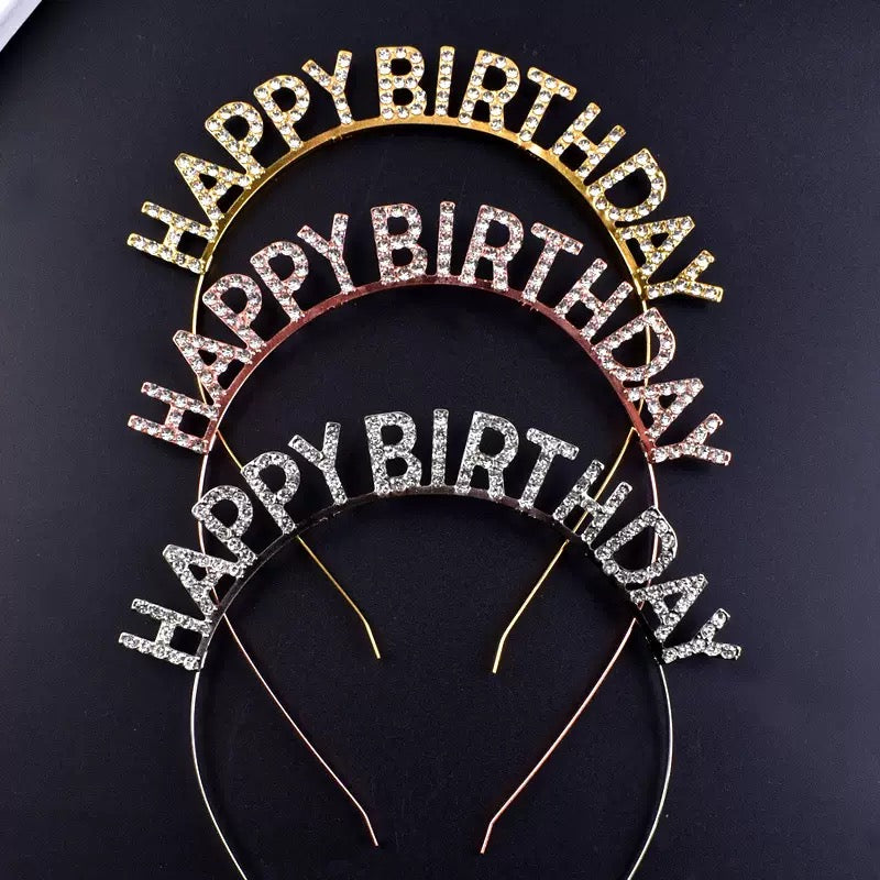 Happy Birthday Rhinestone Headband – Elegant Party Hair Accessory