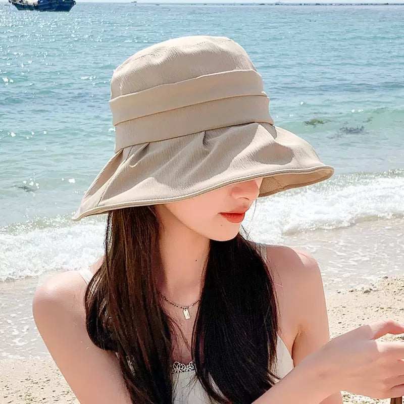 Summer Wide Brim Bucket Hat for Women – Japanese Korean Style Sun Hat | 58cm Fit, UV Protection, Casual Travel Hat