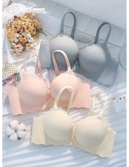 Push-Up Wireless Bra for Small Bust with Side Support, Seamless Design, Thick Padding, and Lift-Up Effect