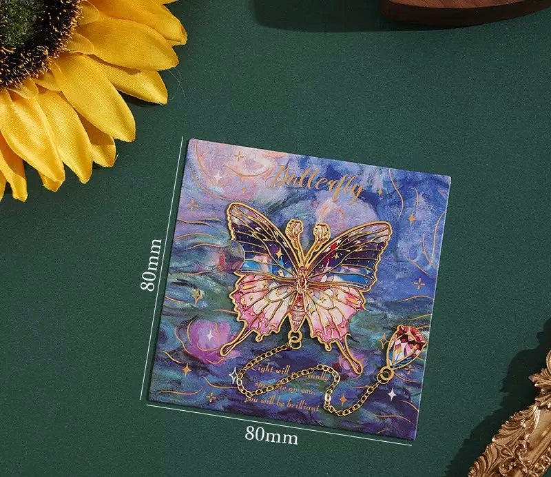 Art-Inspired Butterfly Metal Bookmarks – Pendant Chain Design