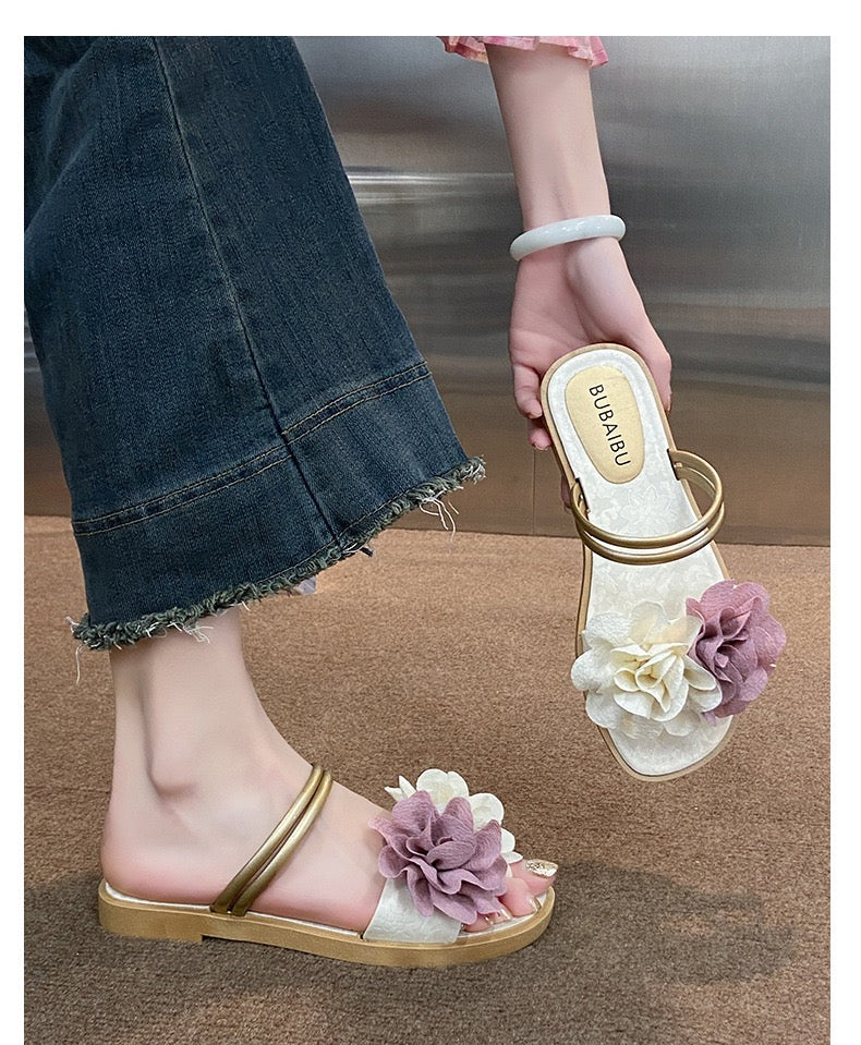 Women’s Minimalist Strap Slides – Cream White