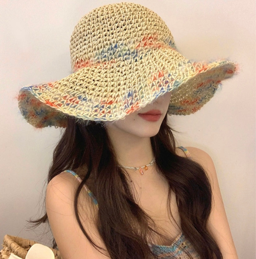Colorful Woven Straw Sun Hat – Breathable Wide Brim Hat | Summer Beach Vacation