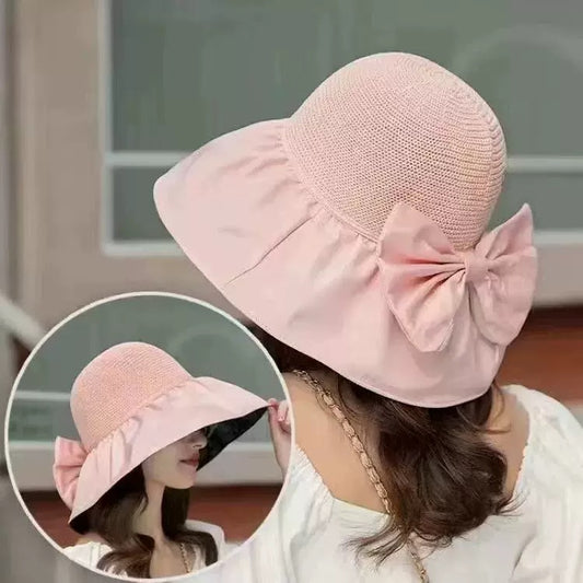 Convertible Bow Sun Hat – Foldable Summer Hat with Built-in Storage Pouch |