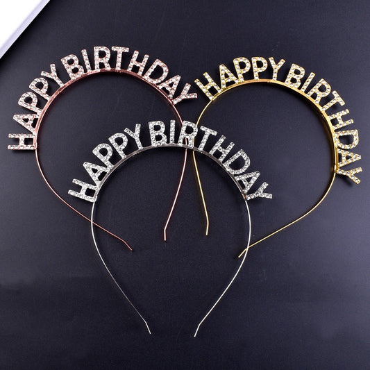Happy Birthday Rhinestone Headband – Elegant Party Hair Accessory