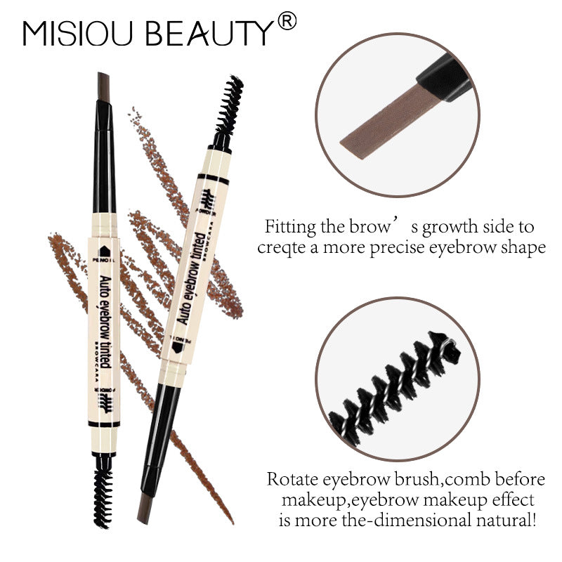 Misiou Beauty Triangular Tip Blade Ultra-Fine 3D Long-Lasting Waterproof and Sweat-Proof Smudge-Free Automatic Dual-Head Rotating Eyebrow Pencil
