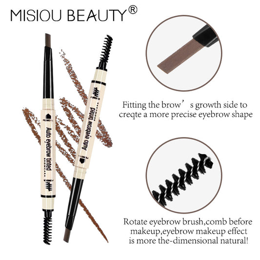 Misiou Beauty Triangular Tip Blade Ultra-Fine 3D Long-Lasting Waterproof and Sweat-Proof Smudge-Free Automatic Dual-Head Rotating Eyebrow Pencil