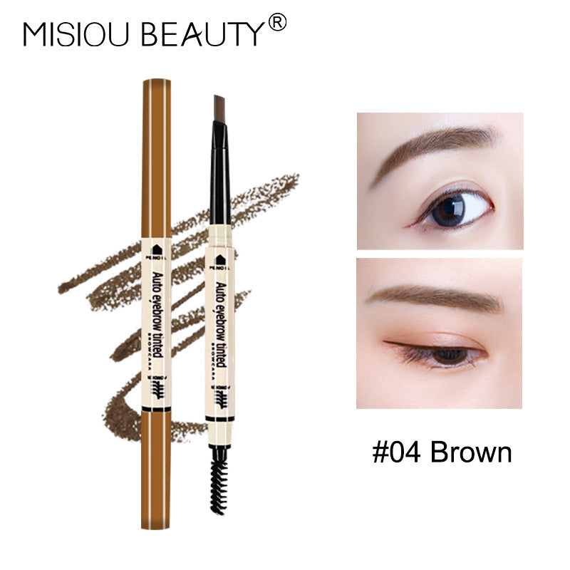 Misiou Beauty Triangular Tip Blade Ultra-Fine 3D Long-Lasting Waterproof and Sweat-Proof Smudge-Free Automatic Dual-Head Rotating Eyebrow Pencil