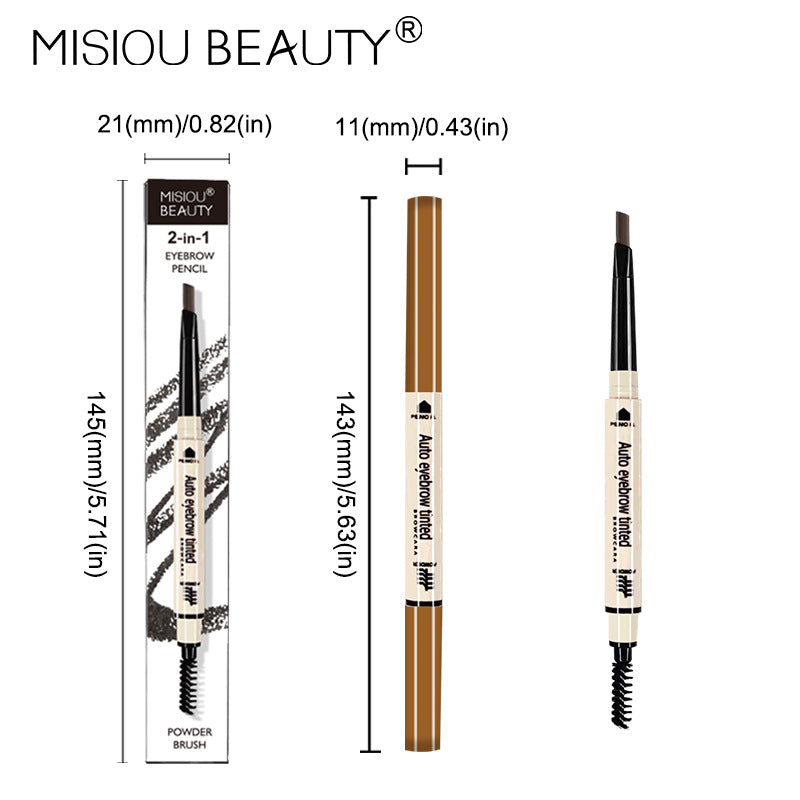 Misiou Beauty Triangular Tip Blade Ultra-Fine 3D Long-Lasting Waterproof and Sweat-Proof Smudge-Free Automatic Dual-Head Rotating Eyebrow Pencil